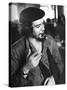 Cuban Rebel Ernesto "Che" Guevara, Left Arm in a Sling, Talking with Unseen Person-Joe Scherschel-Stretched Canvas