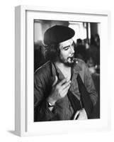 Cuban Rebel Ernesto "Che" Guevara, Left Arm in a Sling, Talking with Unseen Person-Joe Scherschel-Framed Premium Photographic Print