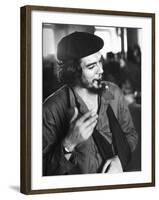 Cuban Rebel Ernesto "Che" Guevara, Left Arm in a Sling, Talking with Unseen Person-Joe Scherschel-Framed Premium Photographic Print