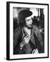 Cuban Rebel Ernesto "Che" Guevara, Left Arm in a Sling, Talking with Unseen Person-Joe Scherschel-Framed Premium Photographic Print