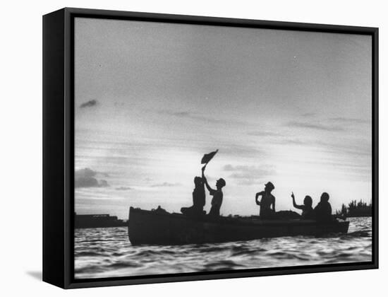 Cuban Refugees Arriving in the Us-null-Framed Stretched Canvas