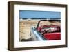 Cuban Vintage Car Parked on the Seacost in Havana-Alexander Yakovlev-Framed Photographic Print