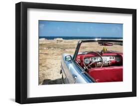 Cuban Vintage Car Parked on the Seacost in Havana-Alexander Yakovlev-Framed Photographic Print