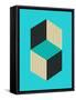 Cubes 1-Jazzberry Blue-Framed Stretched Canvas