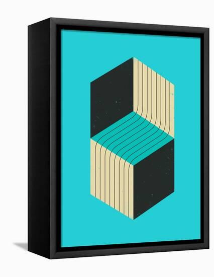 Cubes 1-Jazzberry Blue-Framed Stretched Canvas