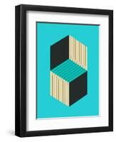 Cubes 1-Jazzberry Blue-Framed Art Print