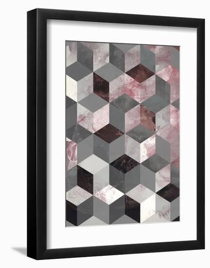 Cubes Rose-Design Fabrikken-Framed Art Print