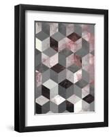 Cubes Rose-Design Fabrikken-Framed Art Print