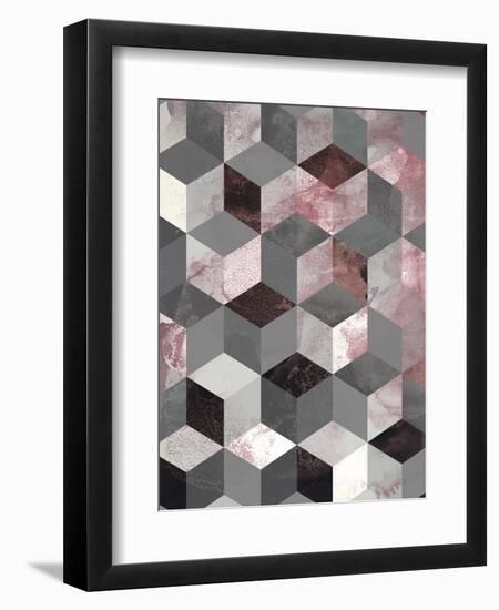Cubes Rose-Design Fabrikken-Framed Art Print
