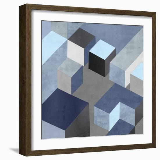 Cubic in Blue I-Todd Simmions-Framed Art Print
