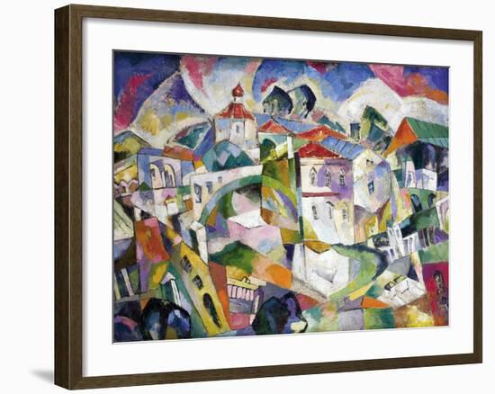 Cubist Landscape, circa 1910 (Oil on Canvas)-Aristarkh Vasilievic Lentulov-Framed Giclee Print