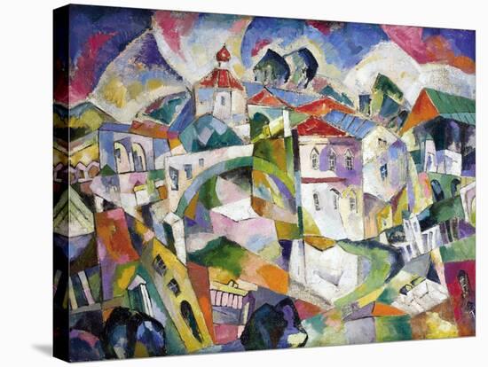 Cubist Landscape, circa 1910 (Oil on Canvas)-Aristarkh Vasilievic Lentulov-Stretched Canvas