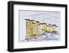 Cubist waterfront abstract, Saint-Tropez, French Riviera, France-Richard Lawrence-Framed Photographic Print