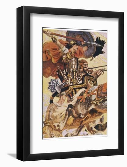 Cuchulain (Cu Chulainn) Rides His Chariot into Battle-Joseph Christian Leyendecker-Framed Photographic Print