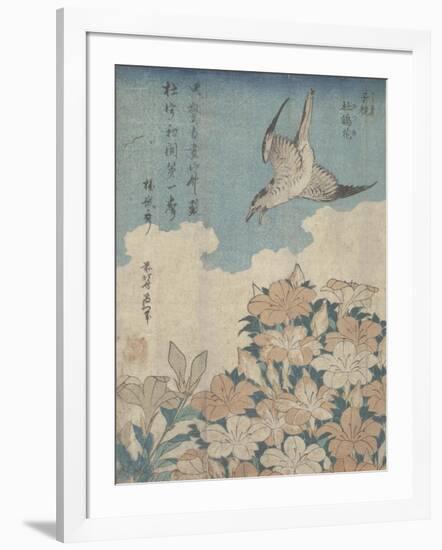 Cuckoo and Azalea-Katsushika Hokusai-Framed Giclee Print