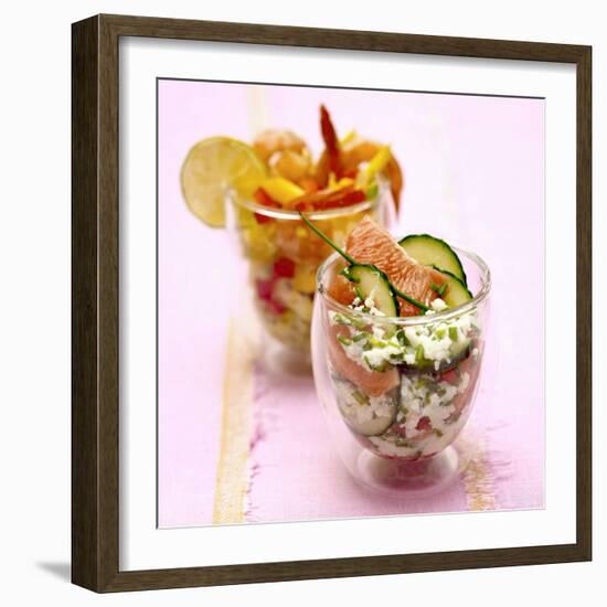 Cucumber and Grapefruit Salad, Mango and Shrimp Salad-Bernard Radvaner-Framed Photographic Print