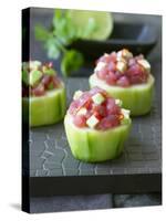 Cucumber Towers Topped with Tuna Tartare-Jan-peter Westermann-Stretched Canvas