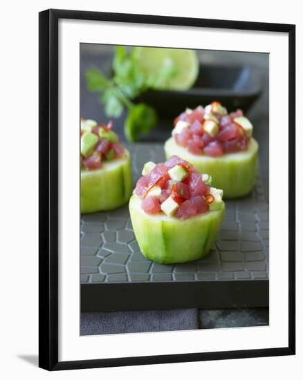 Cucumber Towers Topped with Tuna Tartare-Jan-peter Westermann-Framed Photographic Print