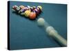 Cue Ball Rolling Towards Racked Billiard Balls-null-Stretched Canvas