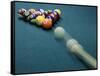 Cue Ball Rolling Towards Racked Billiard Balls-null-Framed Stretched Canvas