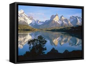 Cuernos Del Paine 2600M from Lago Pehoe, Torres Del Paine National Park, Patagonia, Chile-Geoff Renner-Framed Stretched Canvas