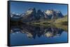 Cuernos del Paine at sunset, Torres del Paine National Park, Chile, Patagonia-Adam Jones-Framed Stretched Canvas