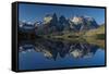 Cuernos del Paine at sunset, Torres del Paine National Park, Chile, Patagonia-Adam Jones-Framed Stretched Canvas