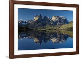 Cuernos del Paine at sunset, Torres del Paine National Park, Chile, Patagonia-Adam Jones-Framed Photographic Print