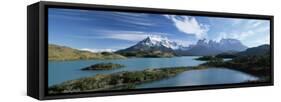 Cuernos Del Paine Rising up Above Lago Pehoe, Torres Del Paine National Park, Patagonia, Chile-Gavin Hellier-Framed Stretched Canvas