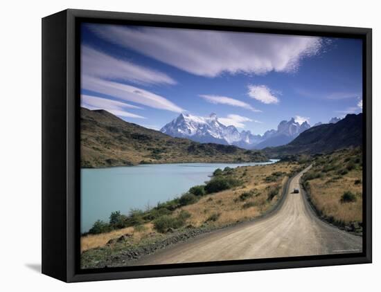 Cuernos Del Paine Rising up Above Rio Paine, Torres Del Paine National Park, Patagonia, Chile-Gavin Hellier-Framed Stretched Canvas