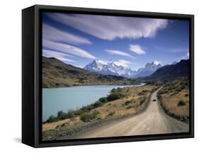 Cuernos Del Paine Rising up Above Rio Paine, Torres Del Paine National Park, Patagonia, Chile-Gavin Hellier-Framed Stretched Canvas