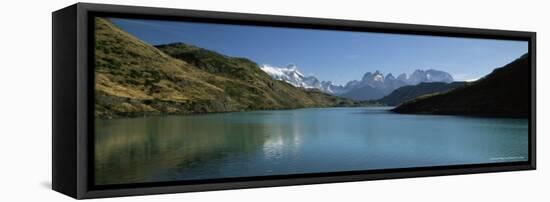 Cuernos Del Paine Rising up Above Rio Paine, Torres Del Paine National Park, Patagonia, Chile-Gavin Hellier-Framed Stretched Canvas