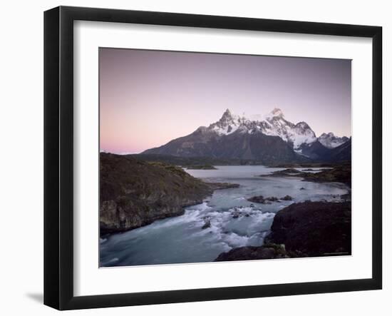 Cuernos Del Paine Rising up Above Salto Grande, Torres Del Paine National Park, Patagonia, Chile-Gavin Hellier-Framed Photographic Print