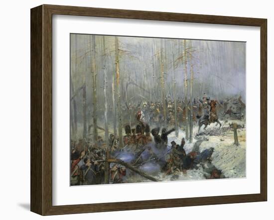 Cuirassier of Colonel Dubois Charging During Battle of Berezina, Nov. 28, 1812-Edouard Detaille-Framed Art Print