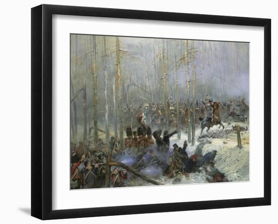 Cuirassier of Colonel Dubois Charging During Battle of Berezina, Nov. 28, 1812-Edouard Detaille-Framed Art Print