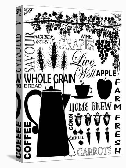 Culinary Love 2 (black & white)-Leslie Fuqua-Stretched Canvas