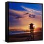 Cullera Playa Los Olivos Beach Sunset in Mediterranean Valencia at Spain-Naturewolrd-Framed Stretched Canvas