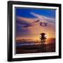 Cullera Playa Los Olivos Beach Sunset in Mediterranean Valencia at Spain-Naturewolrd-Framed Photographic Print