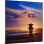 Cullera Playa Los Olivos Beach Sunset in Mediterranean Valencia at Spain-Naturewolrd-Mounted Photographic Print