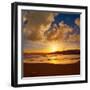 Cullera Playa Los Olivos Beach Sunset in Mediterranean Valencia at Spain-Naturewolrd-Framed Photographic Print