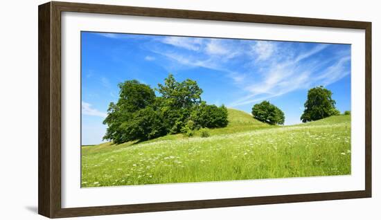 Cultivated Landscape with Hills and Trees, Agriculturally Extensively Used Meadows, Bavaria-Andreas Vitting-Framed Photographic Print