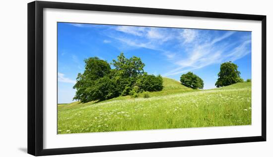 Cultivated Landscape with Hills and Trees, Agriculturally Extensively Used Meadows, Bavaria-Andreas Vitting-Framed Photographic Print