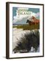 Cumberland Island, Georgia - Horses and Dunes-Lantern Press-Framed Art Print