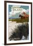 Cumberland Island, Georgia - Horses and Dunes-Lantern Press-Framed Art Print