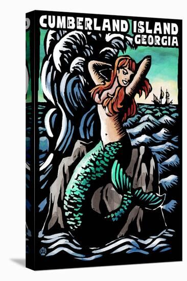 Cumberland Island, Georgia - Mermaid - Scratchboard-Lantern Press-Stretched Canvas