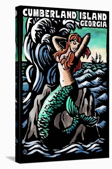 Cumberland Island, Georgia - Mermaid - Scratchboard-Lantern Press-Stretched Canvas