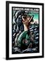 Cumberland Island, Georgia - Mermaid - Scratchboard-Lantern Press-Framed Art Print