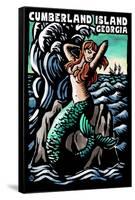 Cumberland Island, Georgia - Mermaid - Scratchboard-Lantern Press-Framed Stretched Canvas