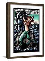 Cumberland Island, Georgia - Mermaid - Scratchboard-Lantern Press-Framed Art Print