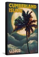 Cumberland Island, Georgia - Palms and Moon-Lantern Press-Framed Stretched Canvas